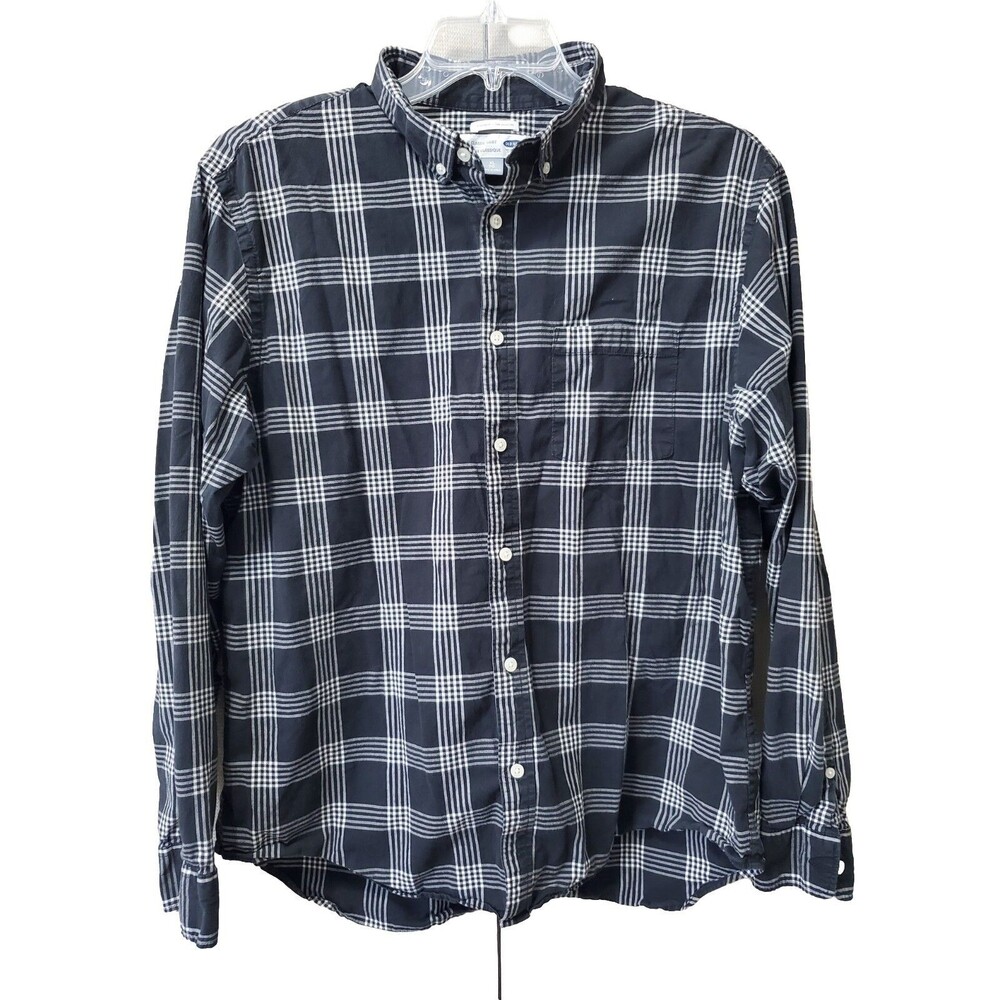 Old Navy Men's Regular Fit Coupe Standard Long Sleeve Plaid Button-Up Shirt XL